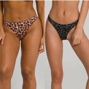 New Good American Better Cheeky Bikini Bottom Brown Green Leopard Reversible L